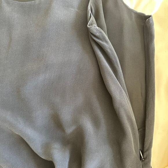 Garnet Hill 100% Silk Dress Sleeveless Tiered Shift Black 6 Minimalist Classic - Picture 5 of 10